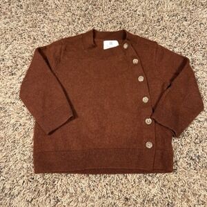 Banana Republic Baby Merino Wool Cashmere Side Button Sweater Brown 18-24 Months
